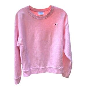 Vintage Champion Women's Reverse Weave Baby Pink Crew sweatshirt Size M